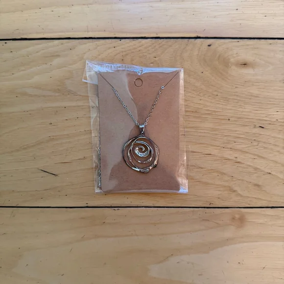 Silver Spiral Necklace Pendant New in Package Statement Piece Whimsigoth - Picture 2 of 2
